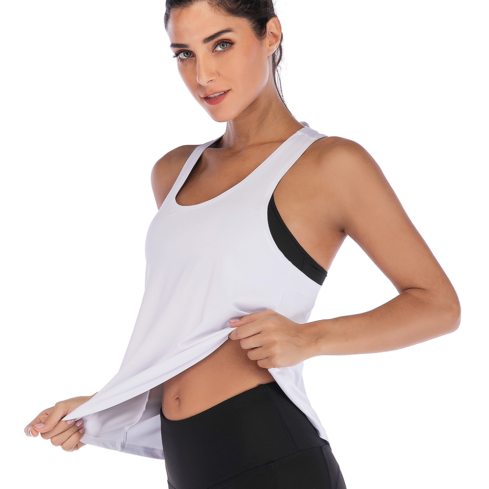 Womens Cross Back Tank Running Tops Stretch Long Workout Fitness Sport Yoga Vest - Picture 15 of 22