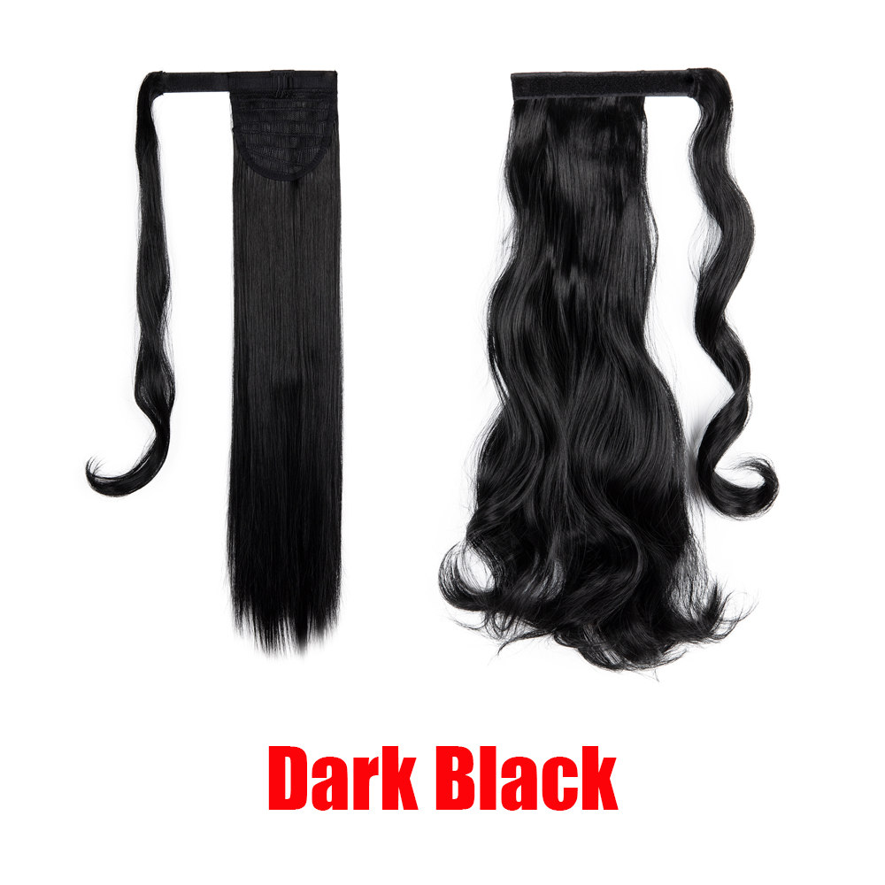 18-24" Thick Wavy Curly Straight Wrap Bandage Ponytail Extension Synthetic Hair - Picture 12 of 26