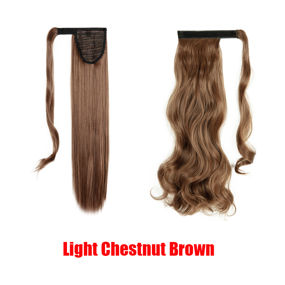 18-24" Thick Wavy Curly Straight Wrap Bandage Ponytail Extension Synthetic Hair - Picture 16 of 26