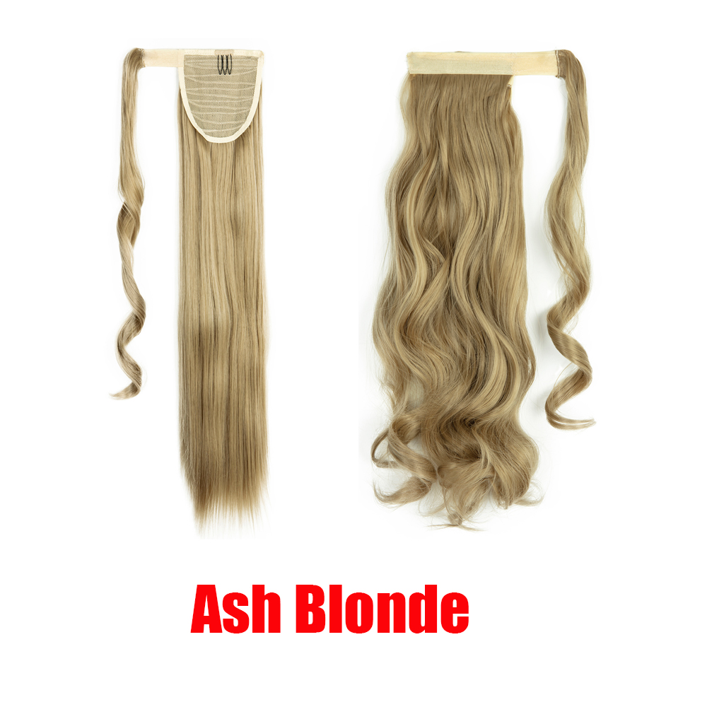 18-24" Thick Wavy Curly Straight Wrap Bandage Ponytail Extension Synthetic Hair - Picture 18 of 26