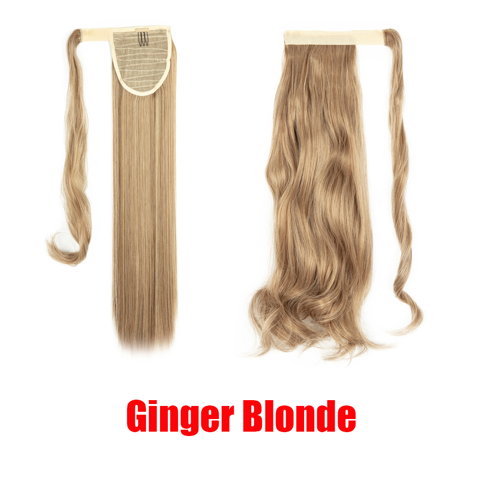 18-24" Thick Wavy Curly Straight Wrap Bandage Ponytail Extension Synthetic Hair - Picture 19 of 26