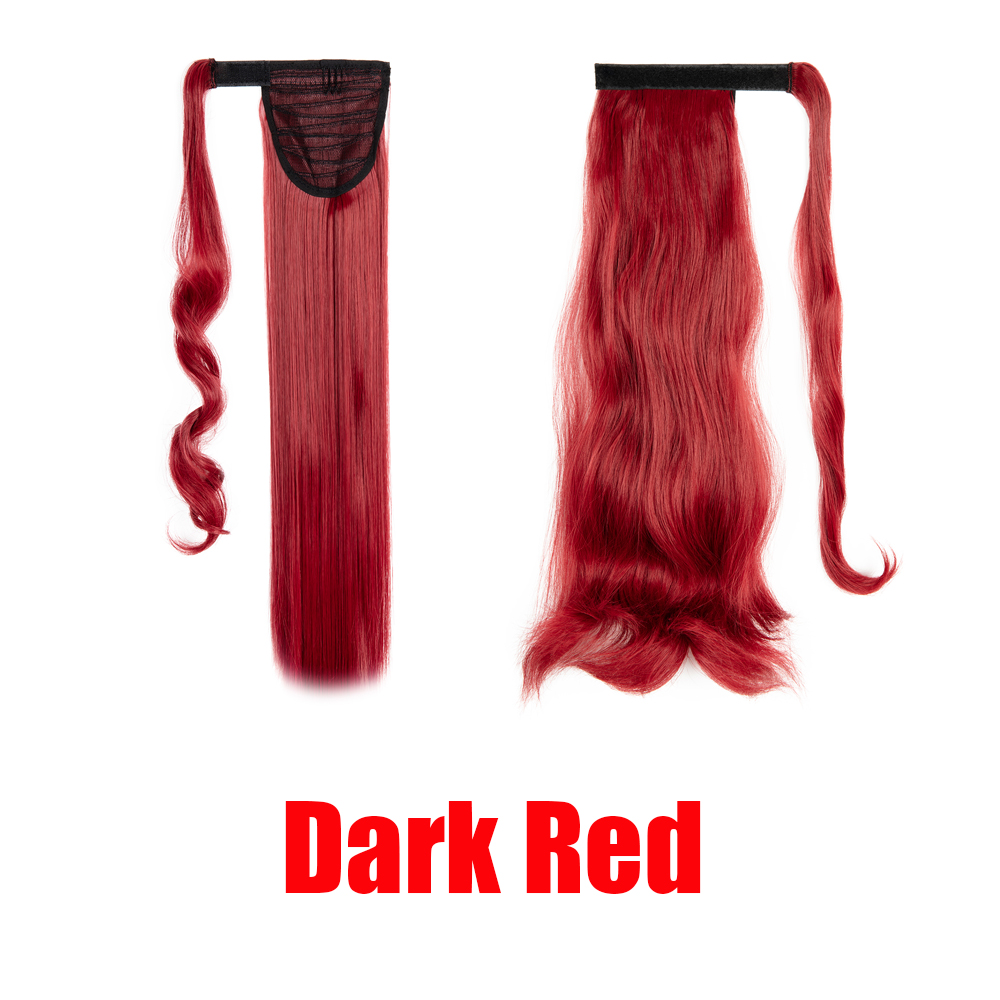 18-24" Thick Wavy Curly Straight Wrap Bandage Ponytail Extension Synthetic Hair - Picture 20 of 26