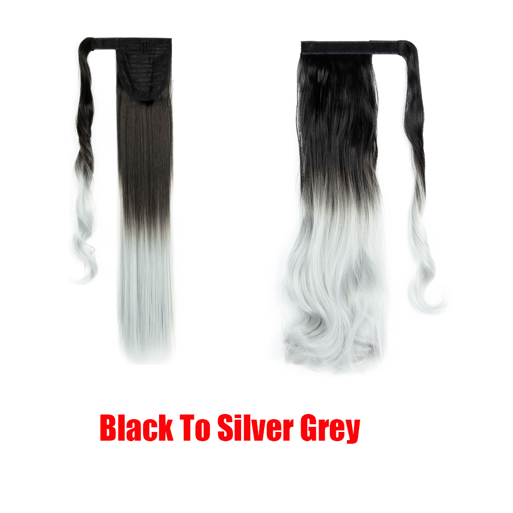 18-24" Thick Wavy Curly Straight Wrap Bandage Ponytail Extension Synthetic Hair - Picture 23 of 26