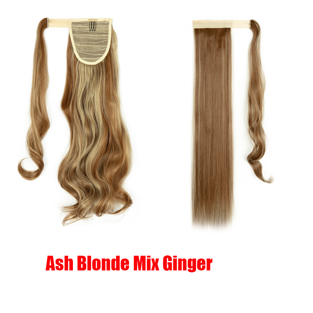 18-24" Thick Wavy Curly Straight Wrap Bandage Ponytail Extension Synthetic Hair - Picture 24 of 26