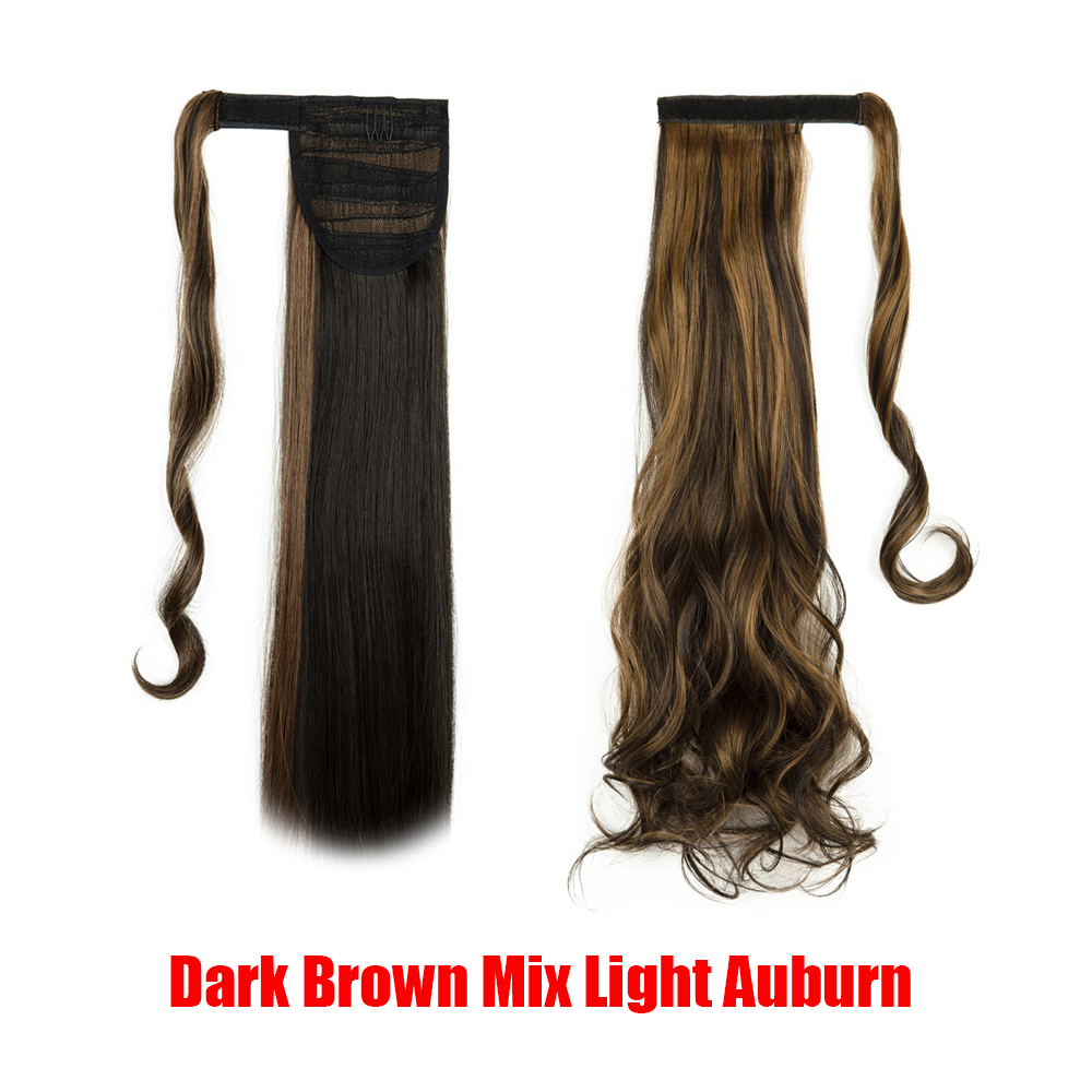 18-24" Thick Wavy Curly Straight Wrap Bandage Ponytail Extension Synthetic Hair - Picture 26 of 26