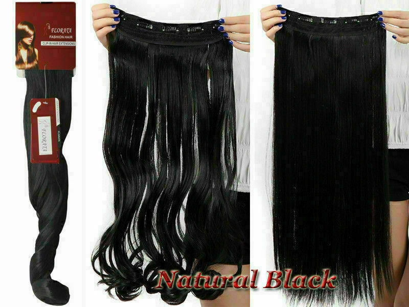 5 Clip 100% Natürliche Echthaar Extensions Vollkopf Ombre Glatt Schwarz Blond - Bild 17 von 35