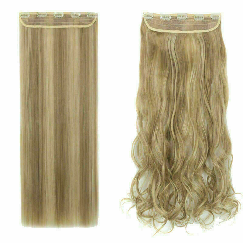 5 Clip 100% Natürliche Echthaar Extensions Vollkopf Ombre Glatt Schwarz Blond - Bild 30 von 35