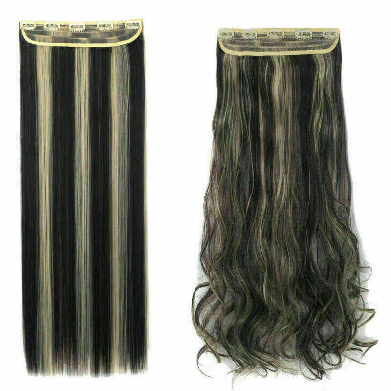 5 Clip 100% Natürliche Echthaar Extensions Vollkopf Ombre Glatt Schwarz Blond - Bild 31 von 35