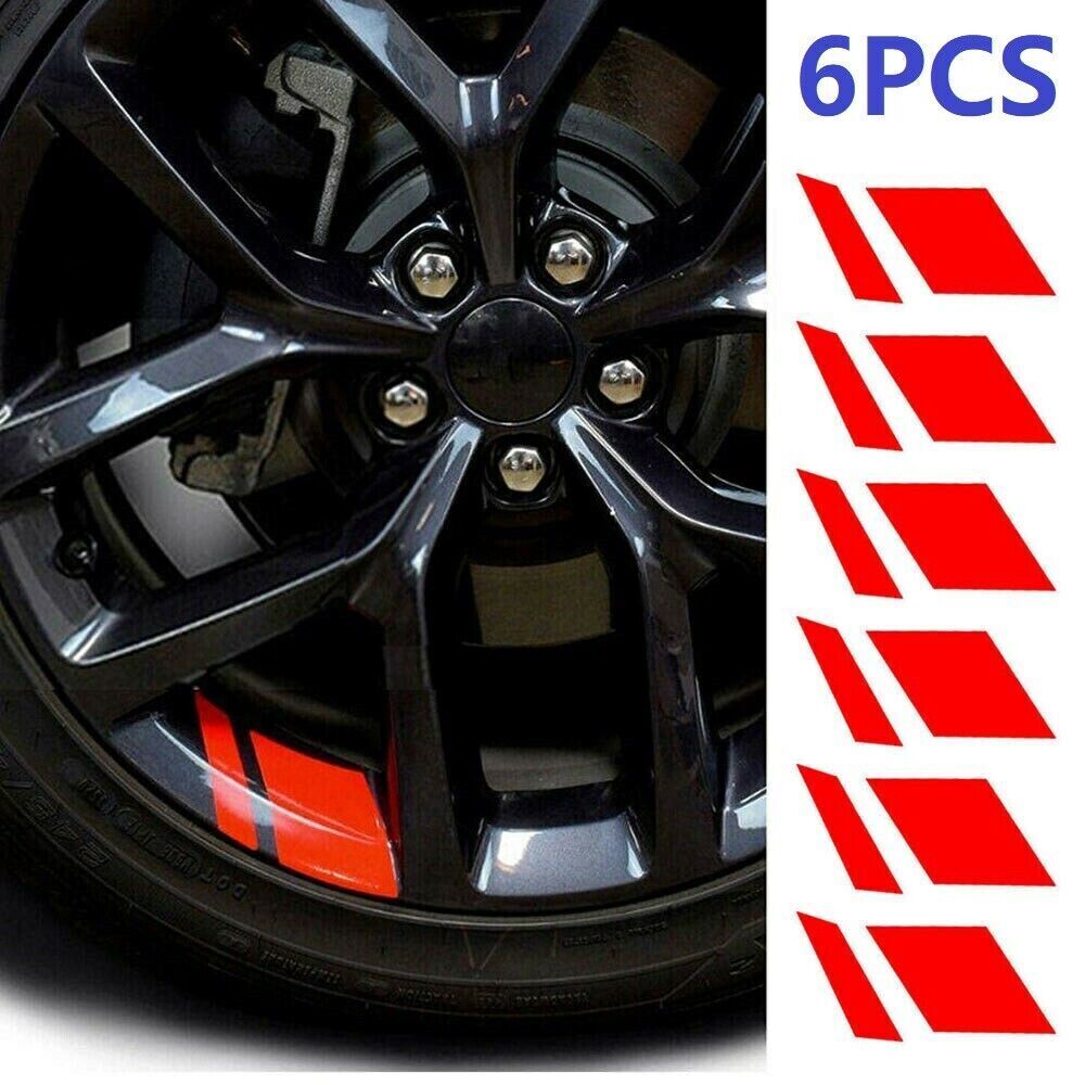 リアルです。 6PCS Red Reflective Car Wheel Rim Vinyl Decal Sticker