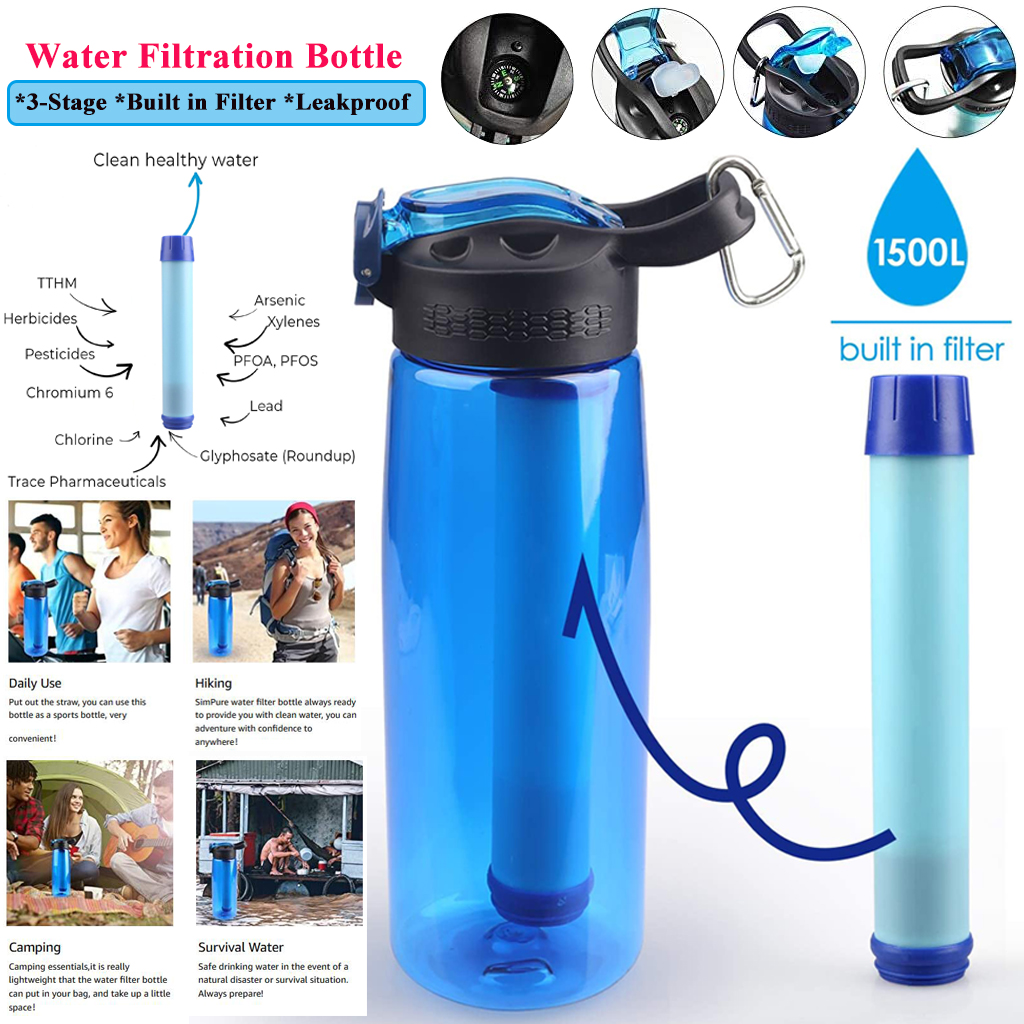 Filtered Water Bottle for Travel,Camping,Hiking,Outdoor Daily Use ...