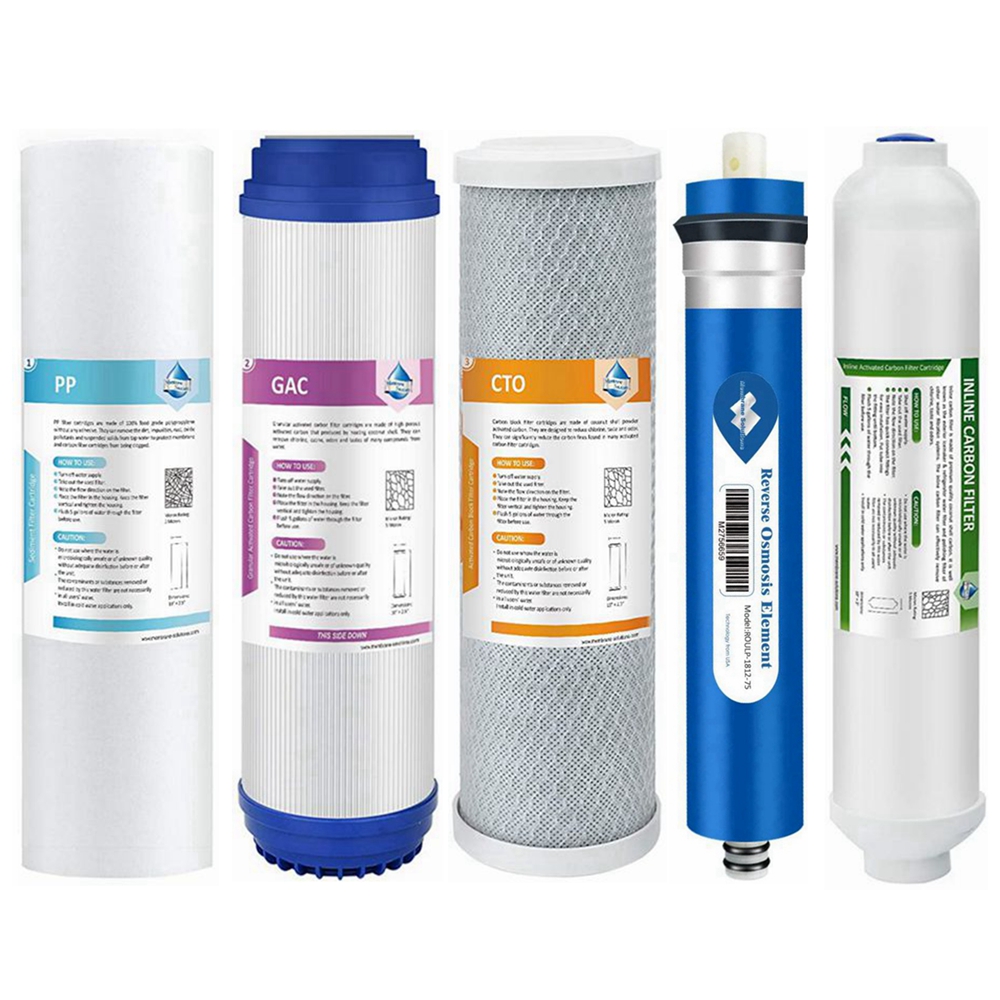 Reverse Osmosis Replacement Filter Set RO Cartridges 4 stage w/ 75 GPD Membrane 