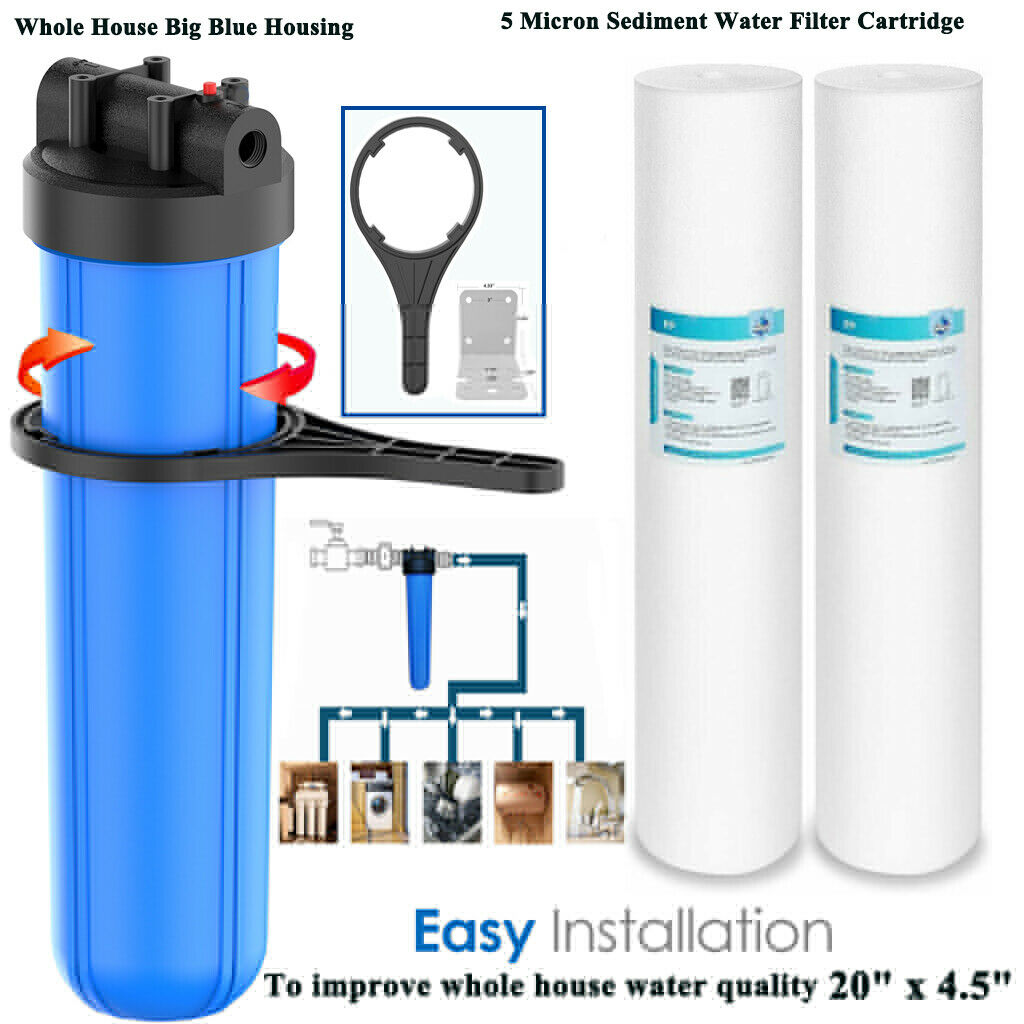 20" Big Blue Water Filter Purifier System with 2* 5 Micron 4.5x20 Melt