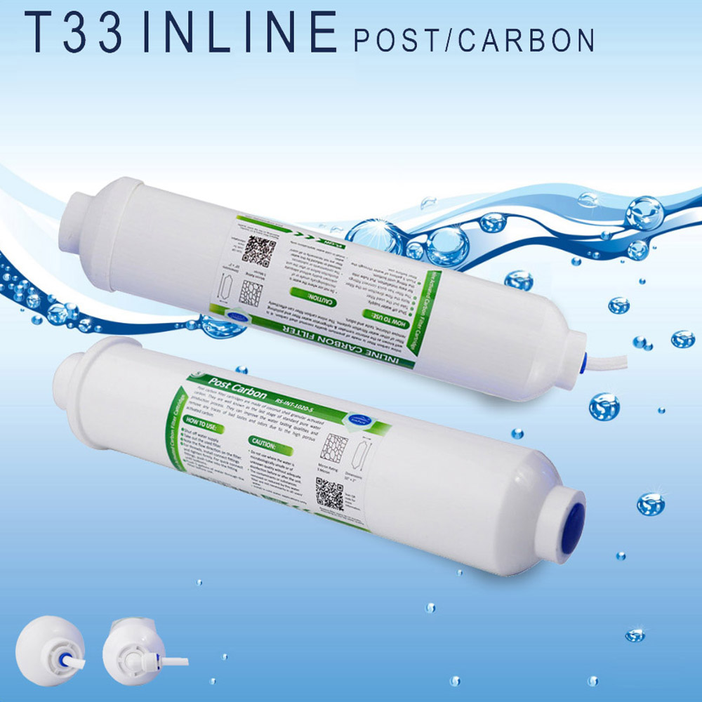 10"x2" 1/4" FNPT/Quick Connect T33 Inline Post Carbon Water Filter