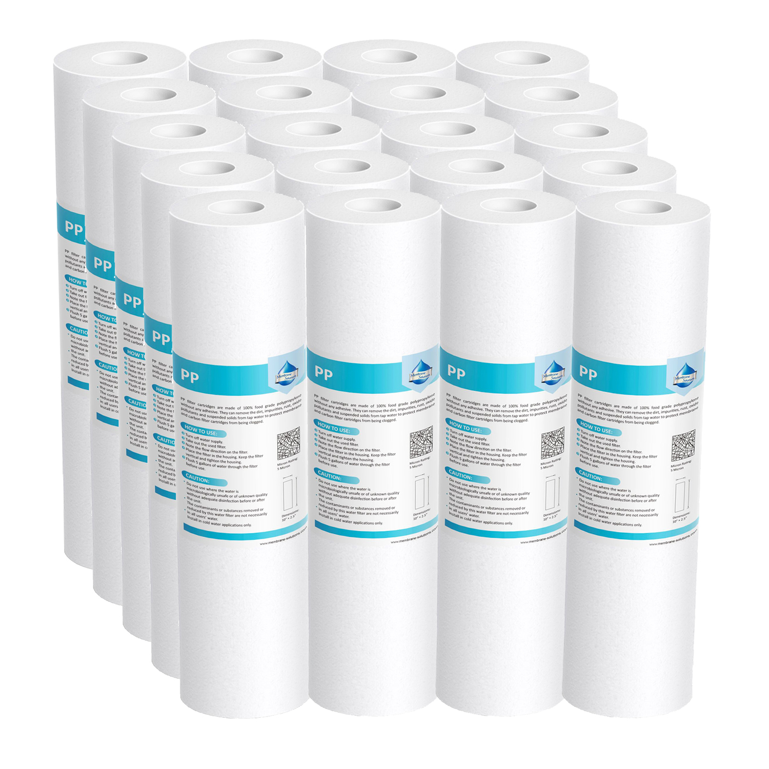 50 PACK 5 Micron Sediment Water Filter Cartridge for Reverse Osmosis 10" x 2.5” 