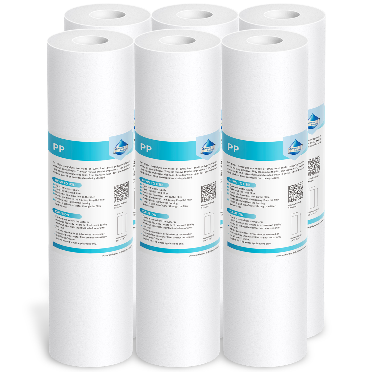 50 Sediment Water Filter Cartridges Whole House WVO SVO 10" x 2.5" NSF Certified 