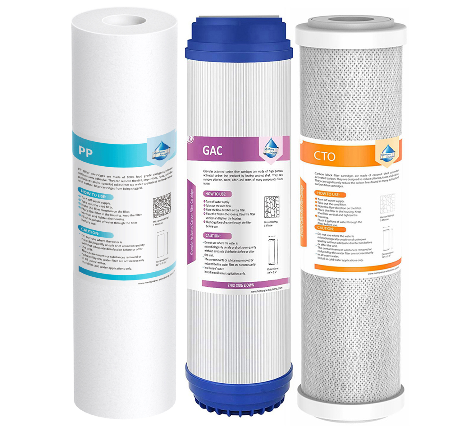 Sediment GAC CTO Carbon Water Filter Cartridges Set for Reverse Osmosis ...