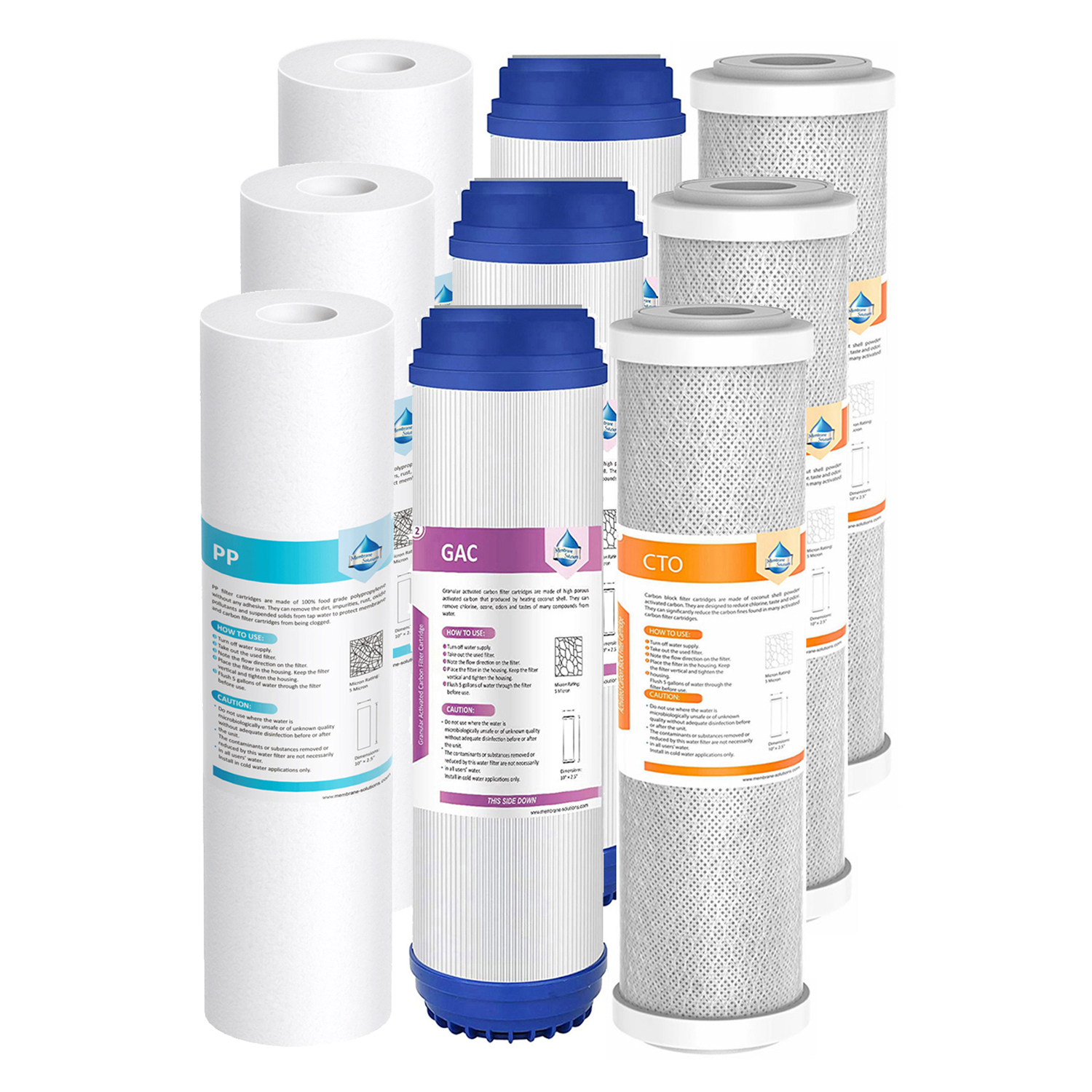 Sediment GAC CTO Carbon Water Filter Cartridges Set for Reverse Osmosis 3-Stage