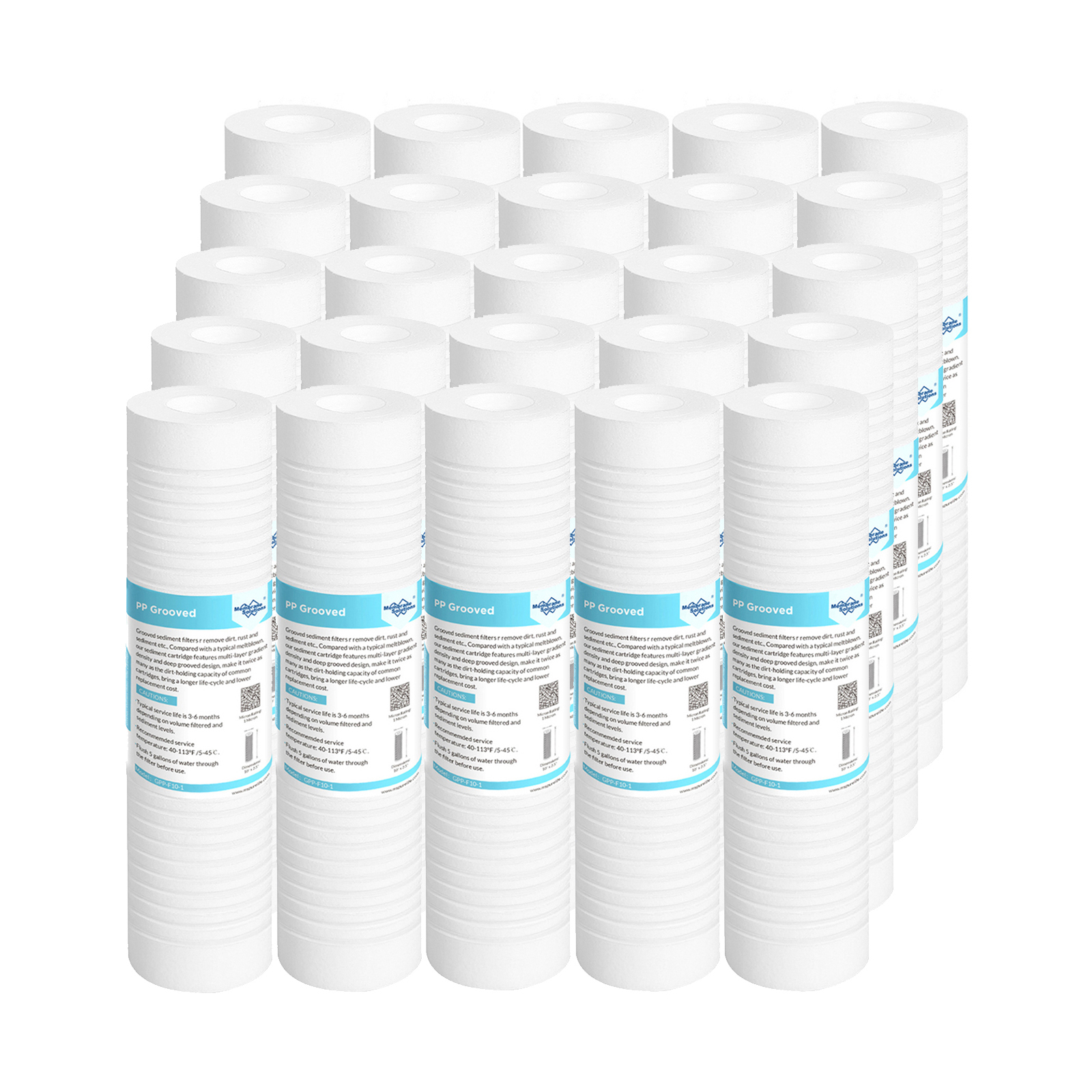 1-25PK 5 Micron 10"x2.5" Grooved Sediment Water Filter Cartridge Whole House RO