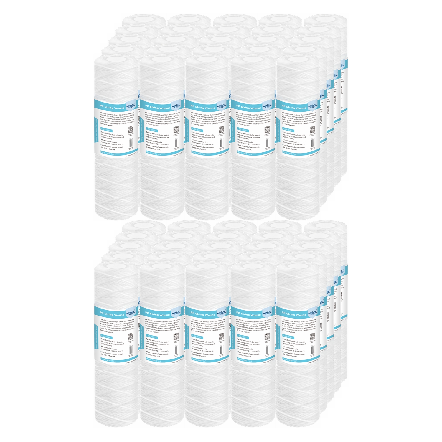20 Micron 10"x2.5" String Wound Whole House Purifier Sediment Water Filter 50PCS