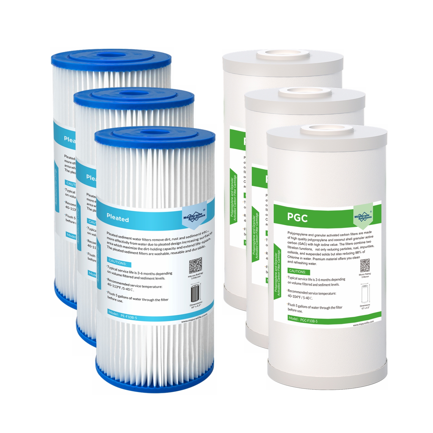 10x4.5 Whole House Purifier System Pleated Sediment Carbon Water Filter 5 Micron