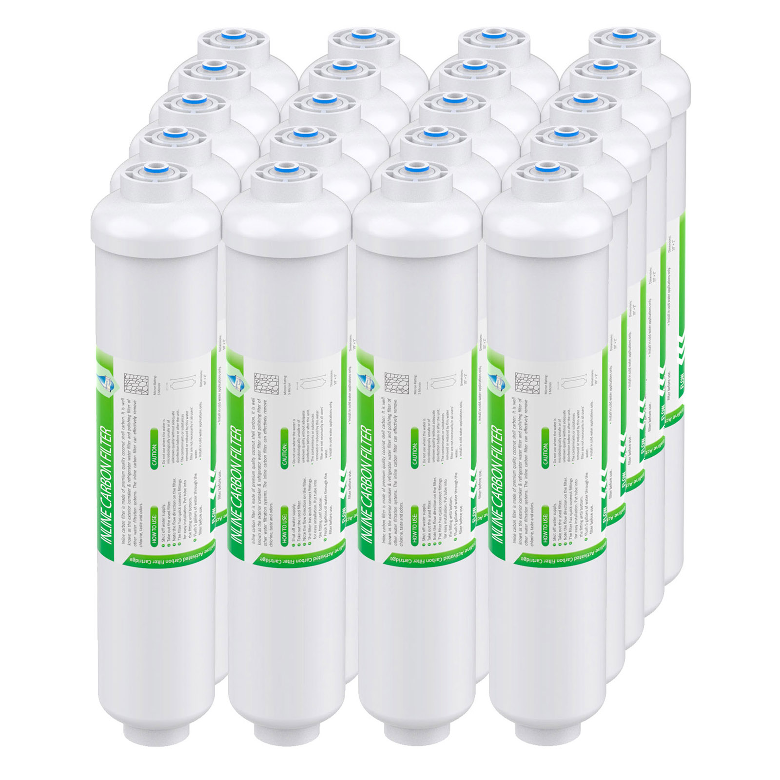 1-20 Pack 5 Micron 10"x2" T33 Inline Post Carbon Water Filter Cartridges 1/4" QC