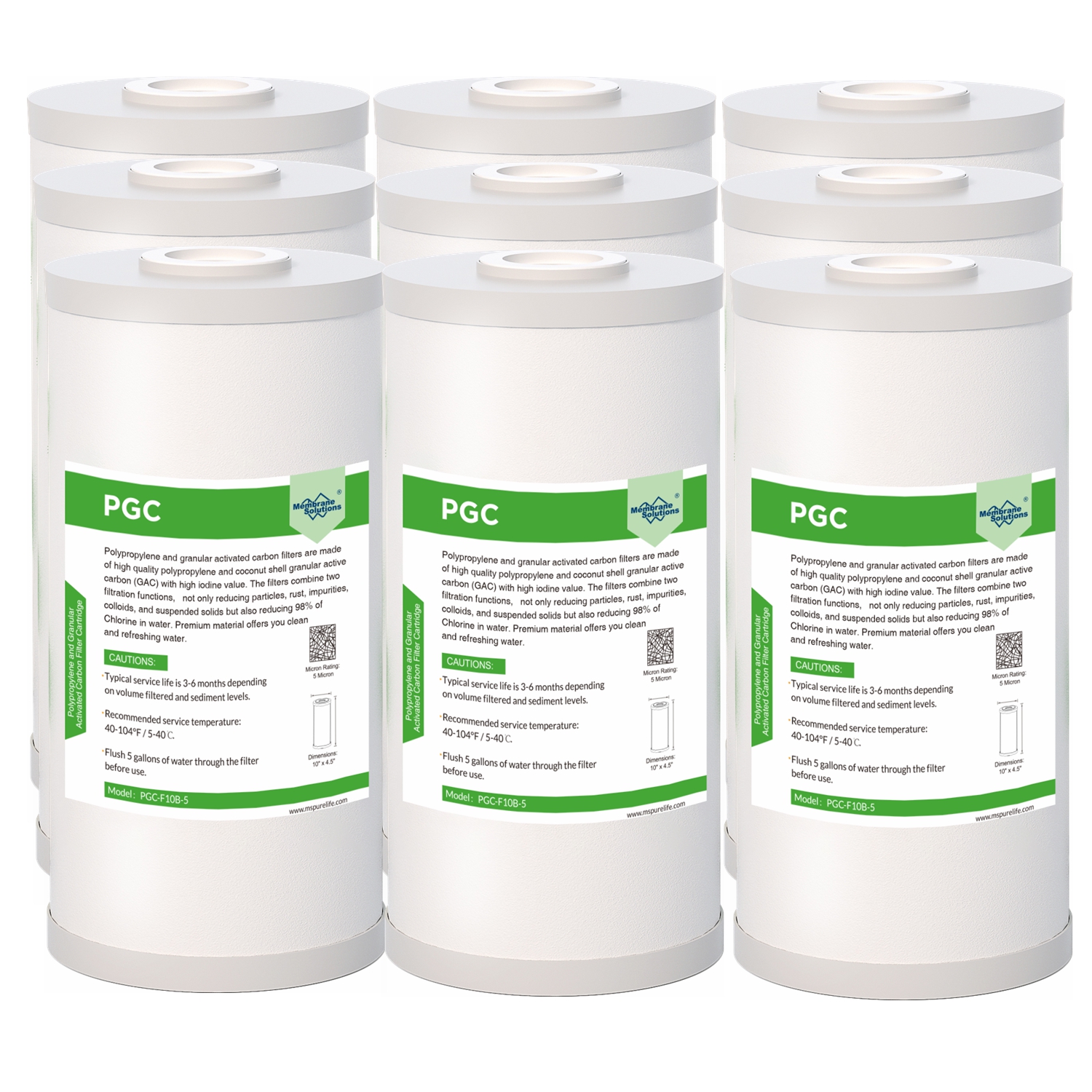Membrane Solutions 5 Micron 10x4.5 Whole House Water Filter Cartridges - 18 Pack Big Blue Sediment Filters