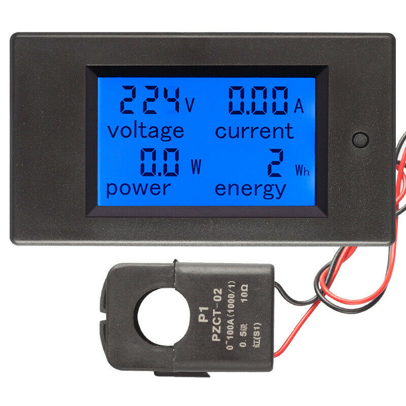 100A LCD Digital Panel AC Power Watt Meter Monitor Voltmeter Ammeter 80-260V 