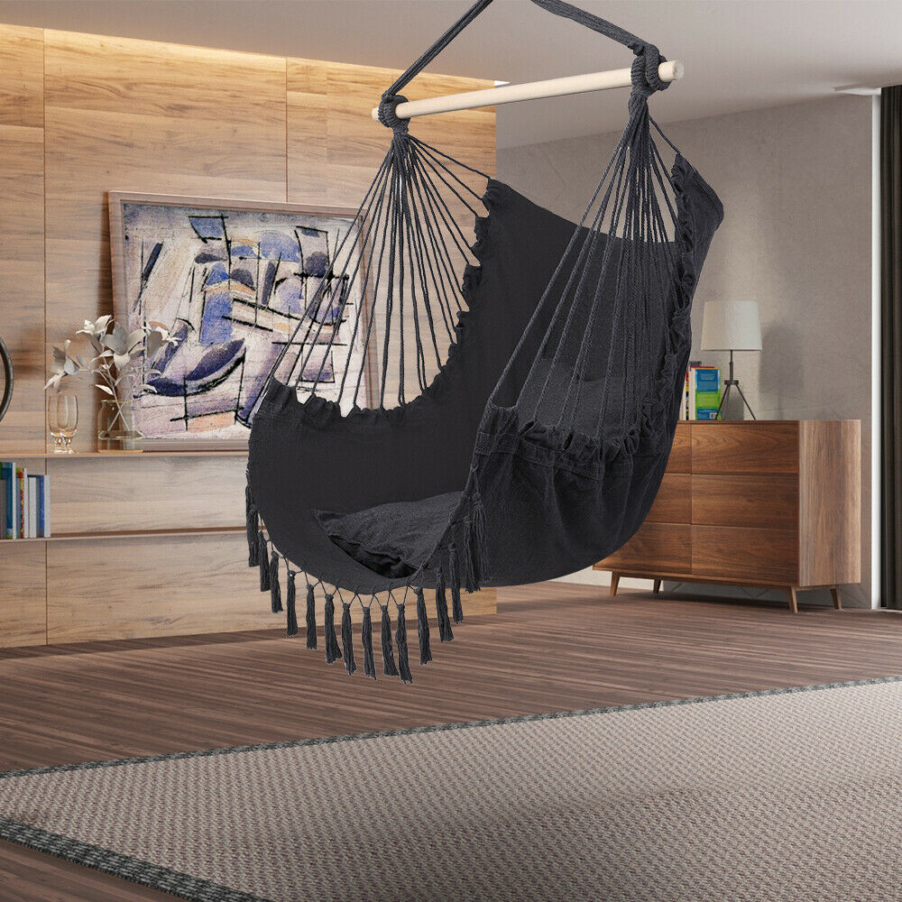 Hammock Chair Pillow Swing Hanging Rope Tree Porch Yard Patio Camping