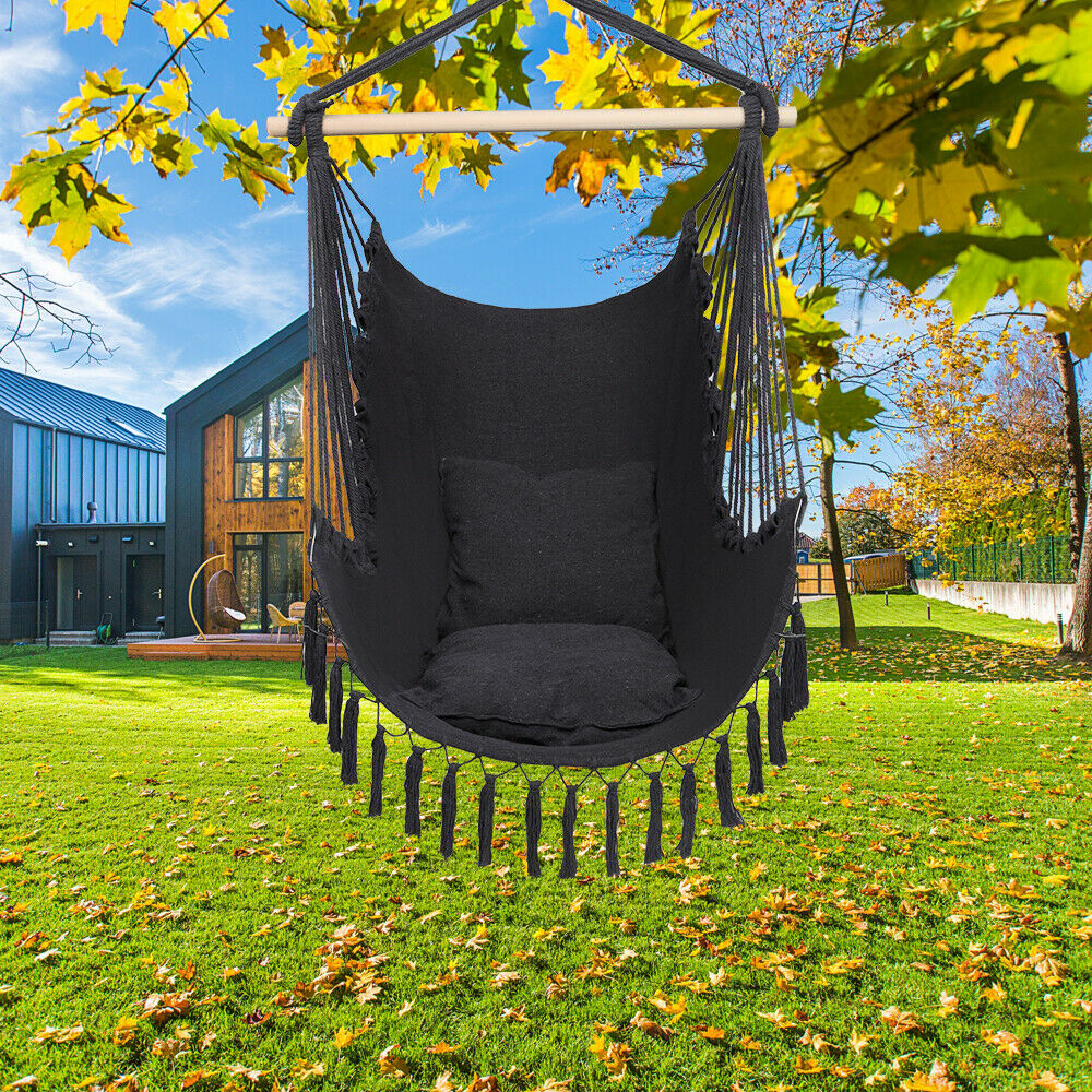 Hammock Chair Pillow Swing Hanging Rope Tree Porch Yard Patio Camping
