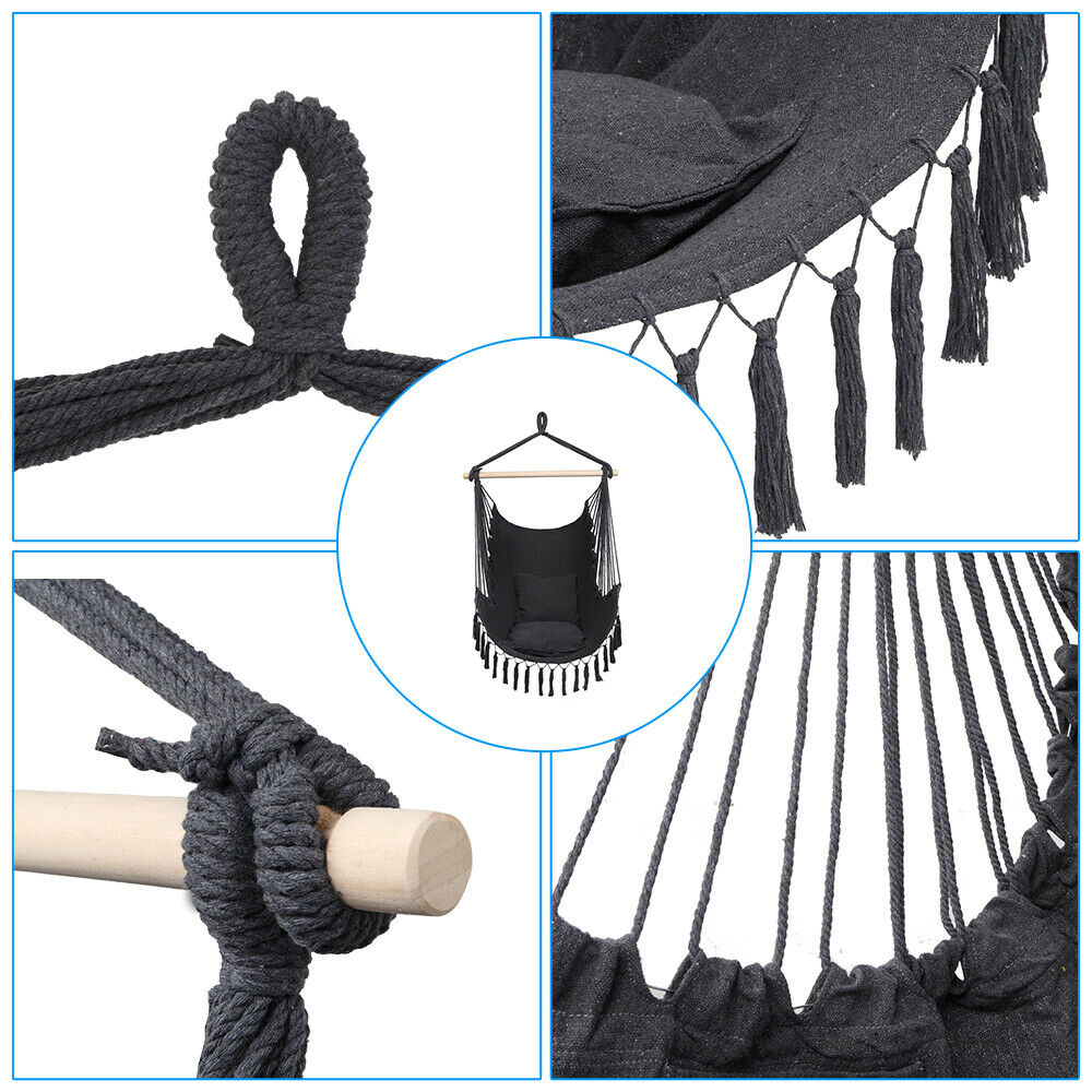 Hammock Chair Pillow Swing Hanging Rope Tree Porch Yard Patio Camping