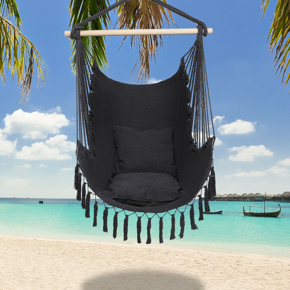 Hammock Chair Pillow Swing Hanging Rope Tree Porch Yard Patio Camping