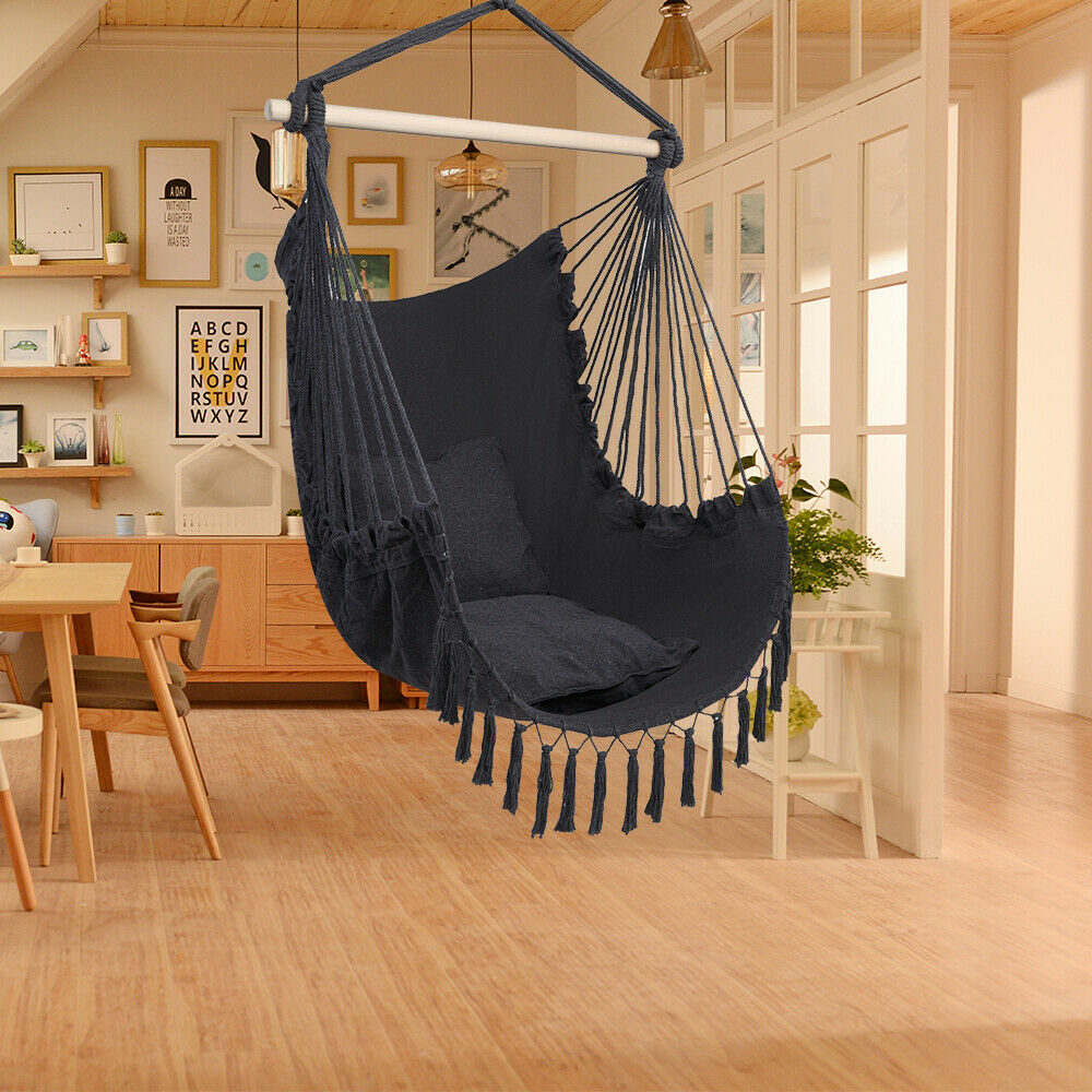 Hammock Chair Pillow Swing Hanging Rope Tree Porch Yard Patio Camping