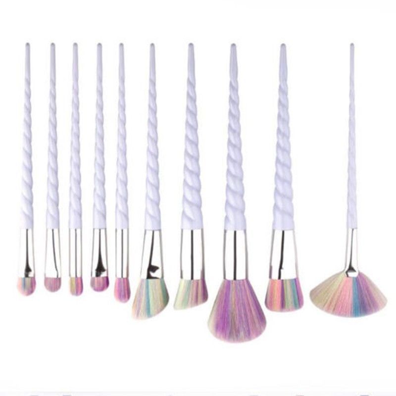 KONMISON Rainbow Hair Diamond Cosmetic Makeup Brushes Set Foundation Source · 10PCS Unicorn Purple Spiral Make Up Brushes Set Face Foundation Powder Blusher