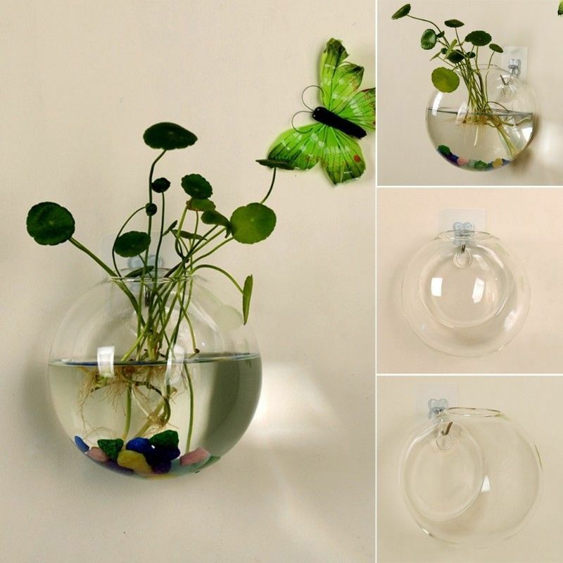 Clear Glass Vase Wall Hanging Flower Pot Planter Hydroponic Terrarium