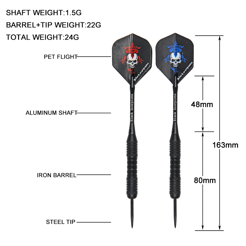 6pcs 22g Steel Needle Tip Darts Flights Aluminium Dart Shafts Sets Games Target 
