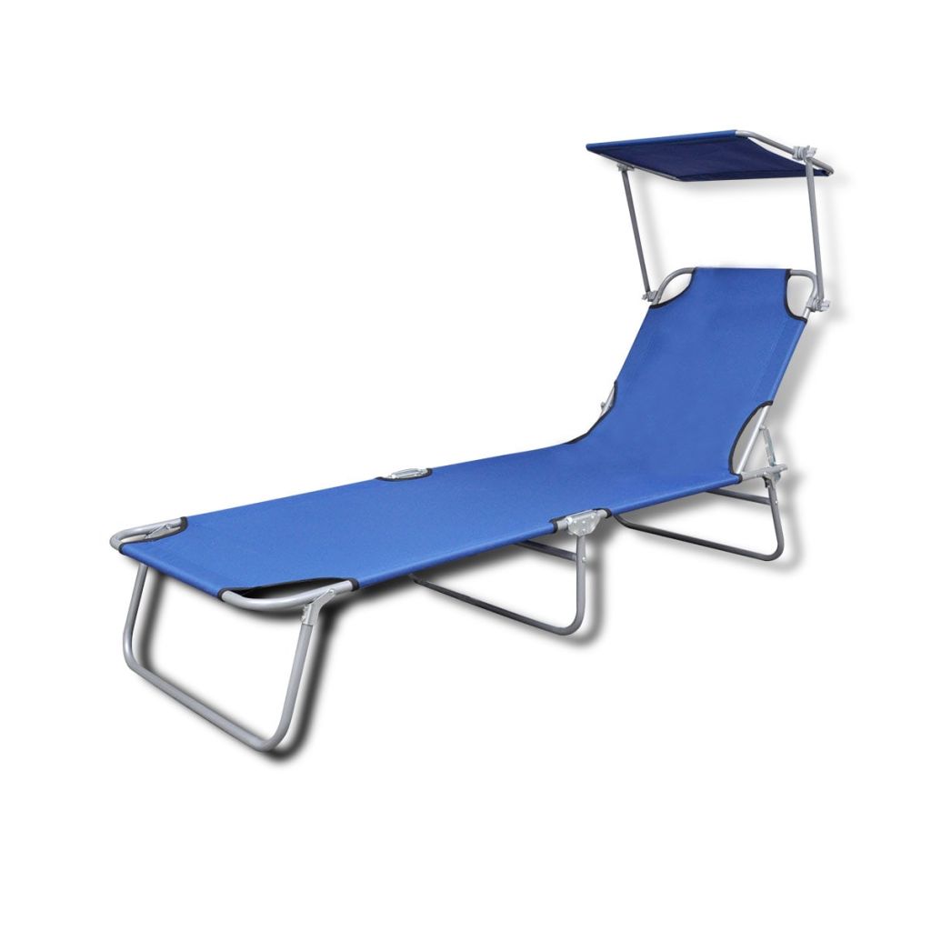 Outdoor Garden Sun Lounger Beach Lounge Chair Folding Blue W Details About Outdoor Garden Sun Lounger Beach Lounge Chair Folding Blue W Canopy