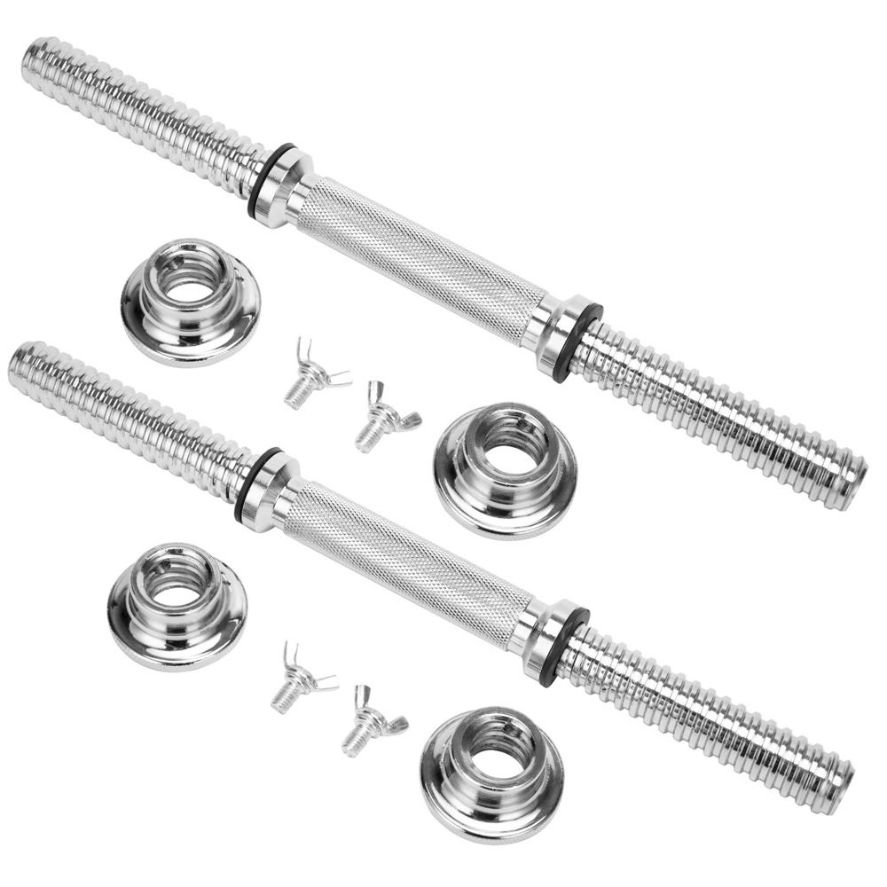 Luck-Fitness Real Steel Threaded Steel Dumbbell Bar Pairs with Ring Collars USA 