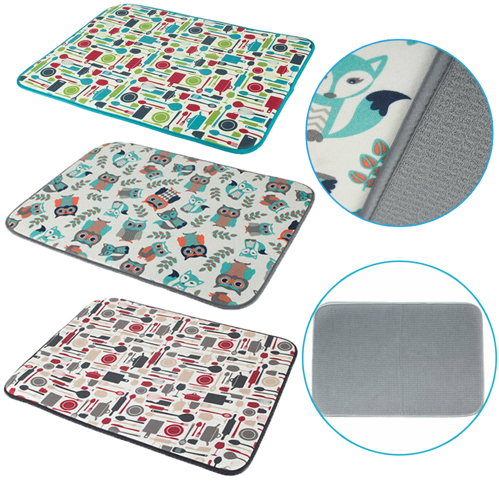Large Microfiber Dish Drying Mat 18 X 24 Inch Pot Cutlery Draining