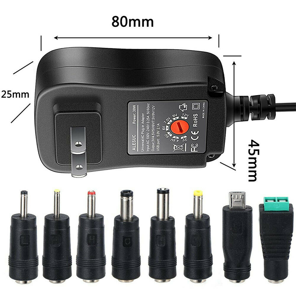 Alimentatore universaleda 3 a 12 Volt da 12W, con 8 spine