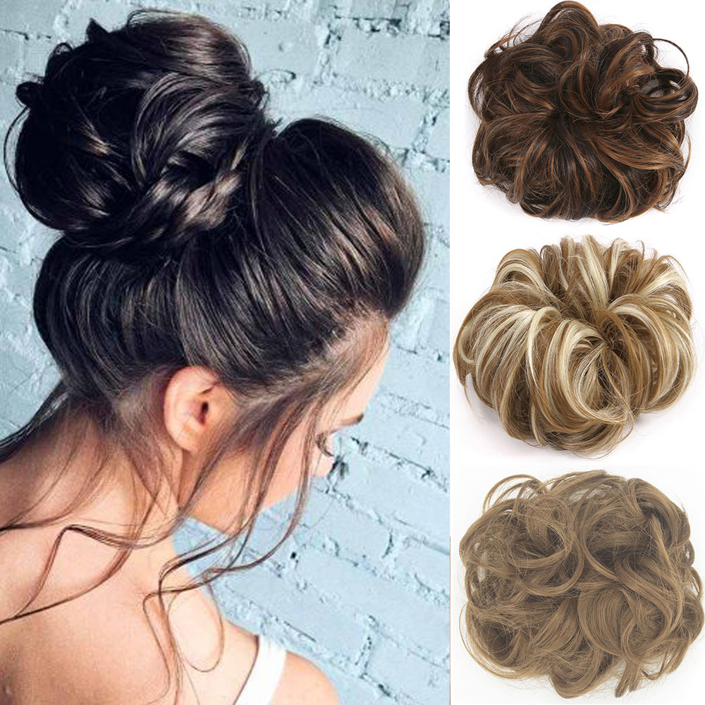 Ladies Girls Scrunchie Scrunchy Bun Hair Pieces Ponytail Extensions ...