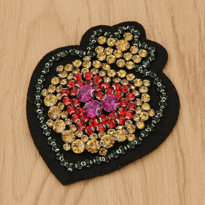 3D Handmade Rhinestone beaded Patches HEART STAR Sew on sequin Crystal patch 