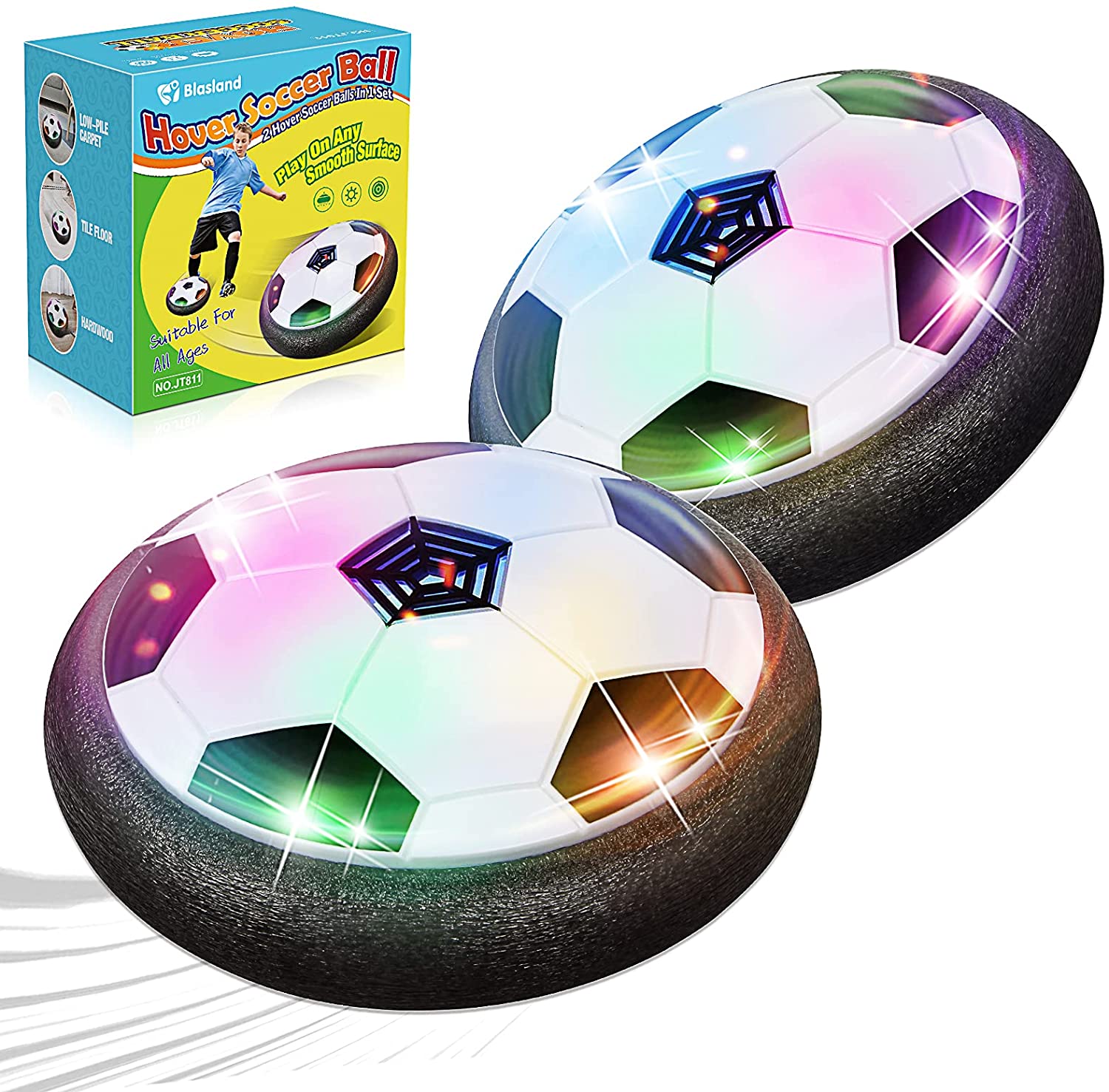 Hover Soccer Ball Kids Toys, USB Rechargeable Hover Ball with Protective  Foam Bumper and Colorful LED Lights, Air Power Soccer Hover Ball for Kids