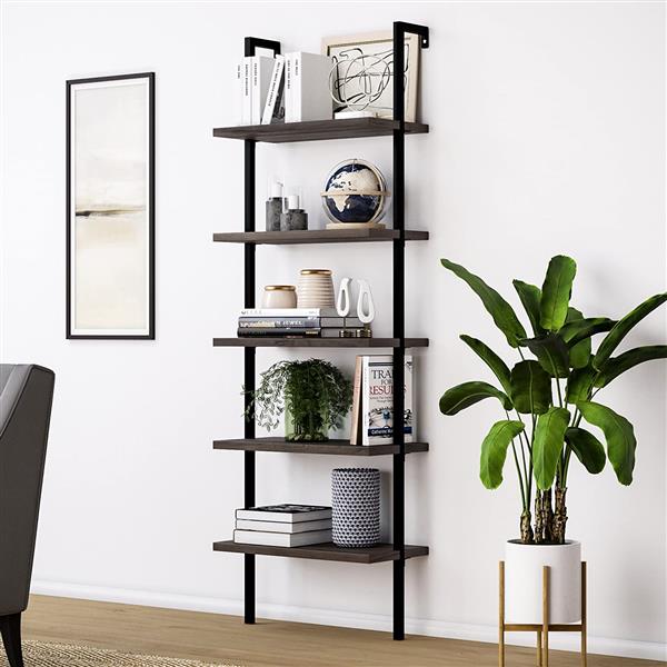 4-Tier Bookcase Bookshelf Leaning Wall Shelf Ladder Storage Display Furniture