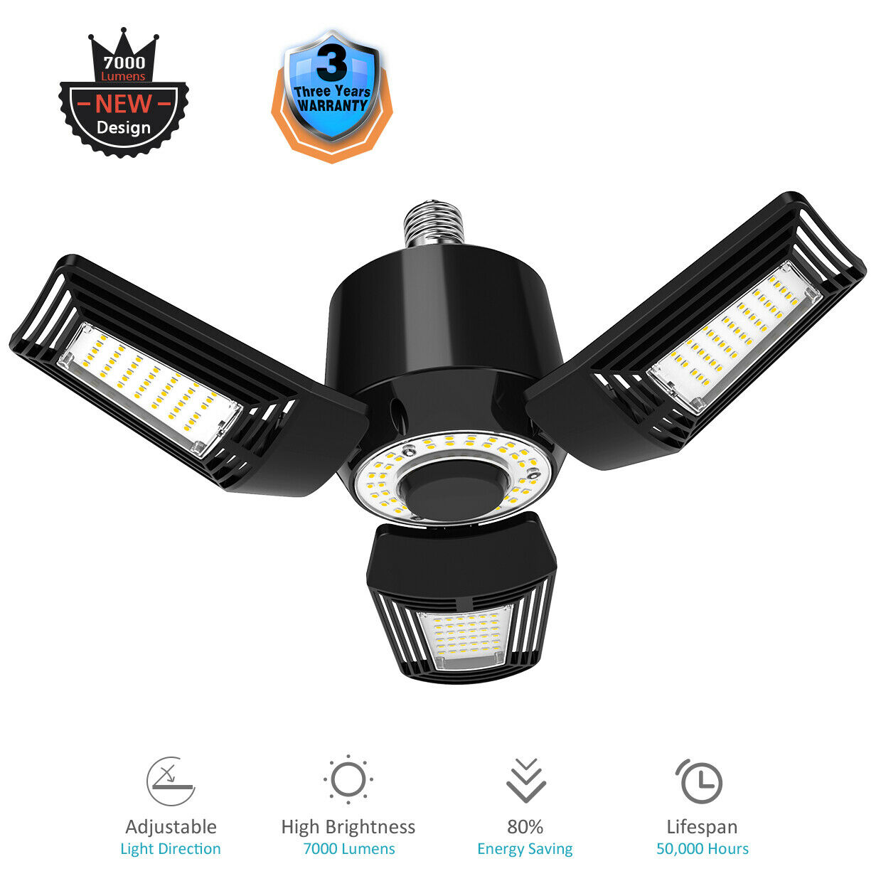 Deformable LED Garage Lights 18125LM 125W Ceiling Light Bulb for Garage ...