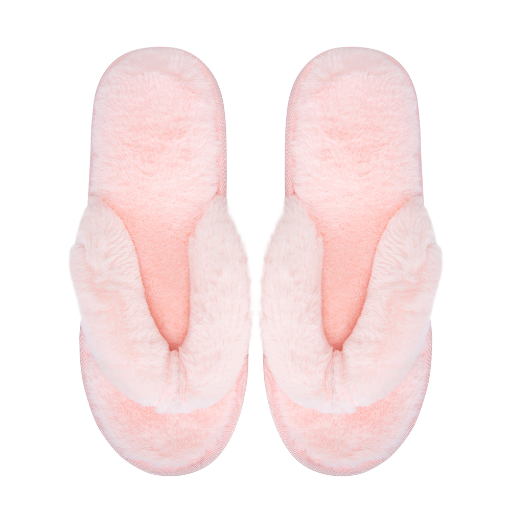 New Women Plush Fuzzy Thong Spa Slippers Cozy Flip Flops House Shoes 6 ...