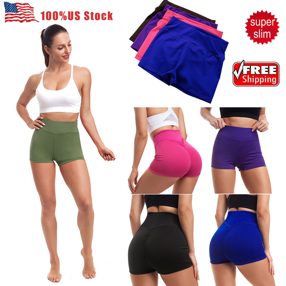 RYRJJ Women's Yoga Booty Shorts Summer Gym Workout Running