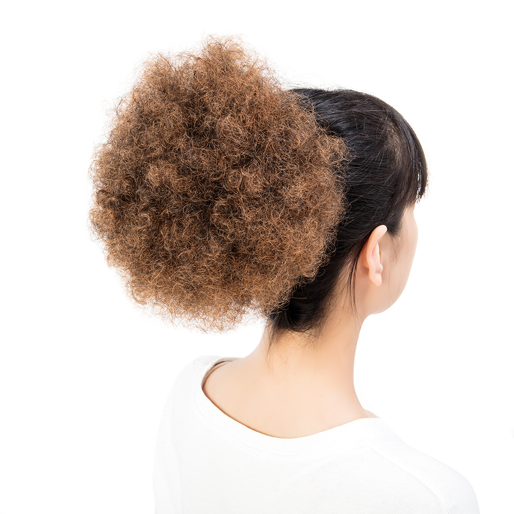 Fashion Afro Kinky Puff Hair Bun Fluffy Curly Drawstring Ponytail Hair Extension - Picture 24 of 26