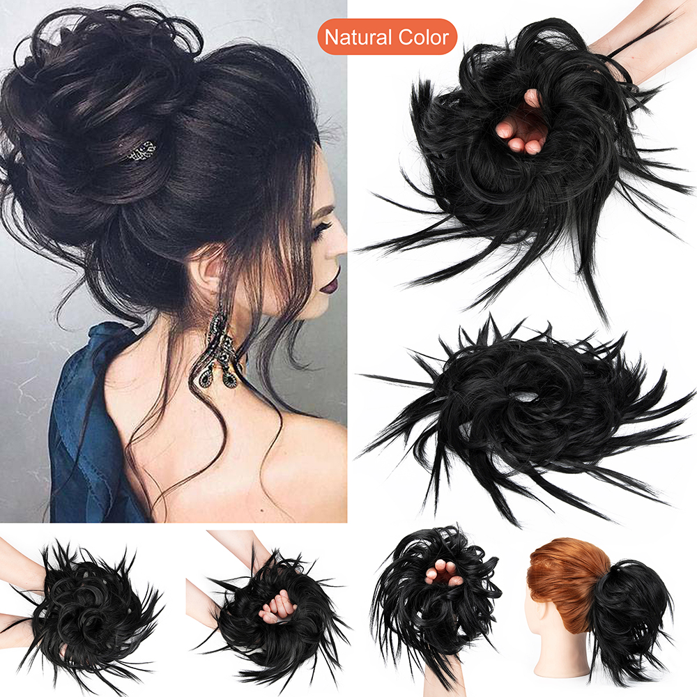Women Thick Messy Curly Wavy Chignon Hair Bun Scrunchie Hair Extensions Natural - Picture 13 of 25