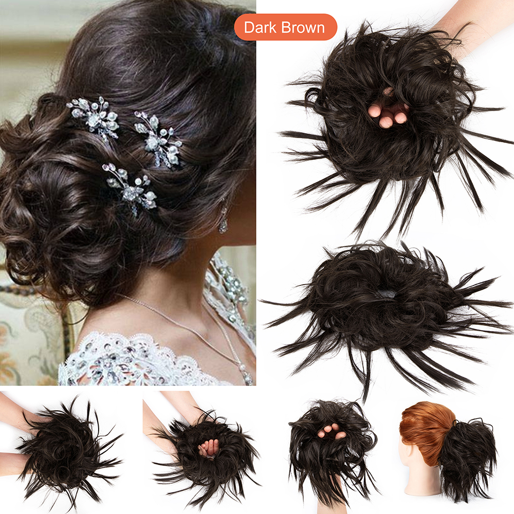 Women Thick Messy Curly Wavy Chignon Hair Bun Scrunchie Hair Extensions Natural - Picture 14 of 25