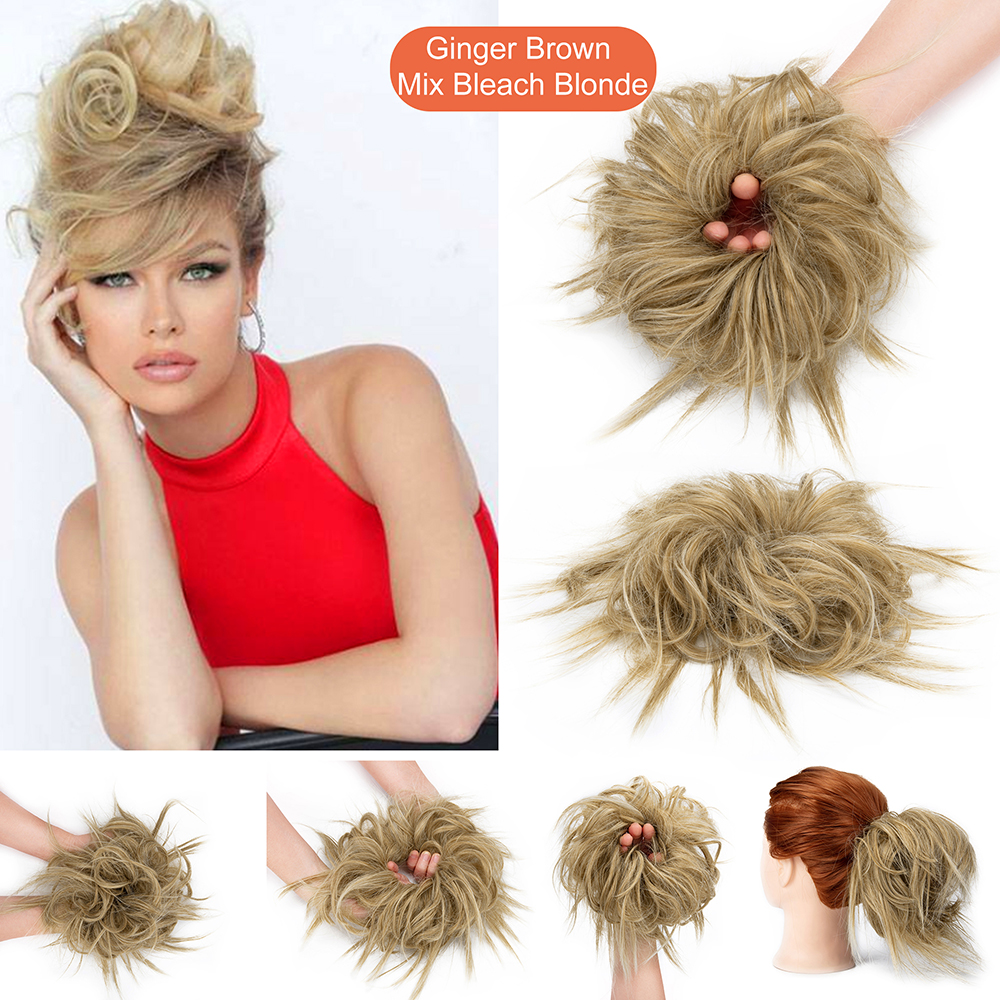Women Thick Messy Curly Wavy Chignon Hair Bun Scrunchie Hair Extensions Natural - Picture 15 of 25
